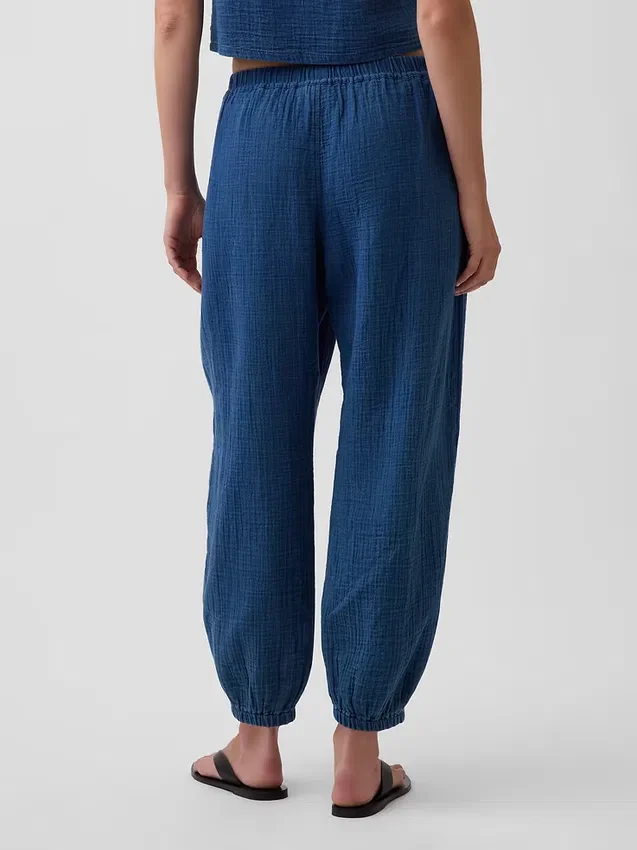 Jogger ample en denim de gaze de coton