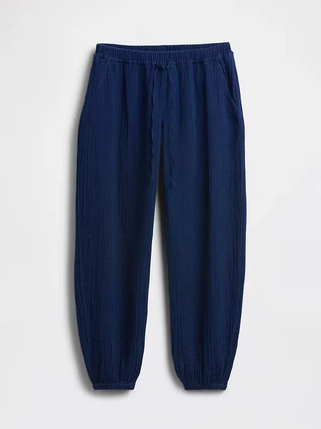 Jogger ample en denim de gaze de coton