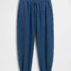 Jogger ample en denim de gaze de coton