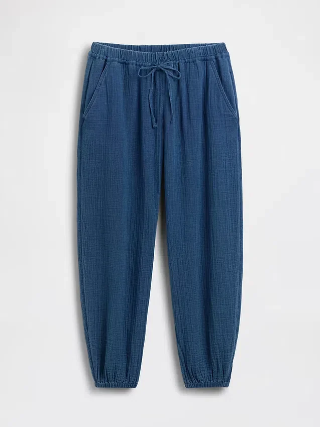 Jogger ample en denim de gaze de coton
