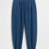 Jogger ample en denim de gaze de coton
