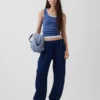 Jogger ample en denim de gaze de coton