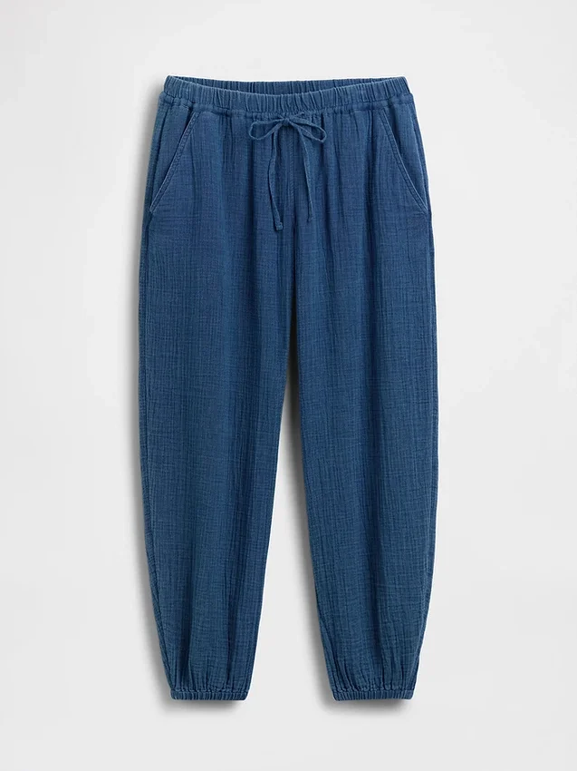 Jogger ample en denim de gaze de coton