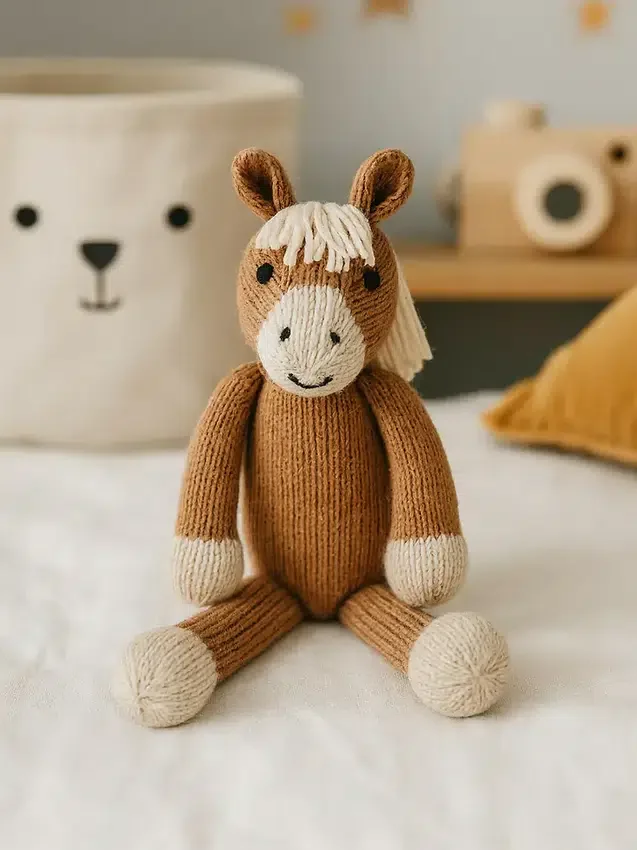 Jouet en tricot en forme de cheval