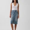 Jupe crayon midi en denim taille haute