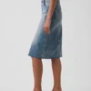 Jupe crayon midi en denim taille haute