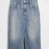 Jupe crayon midi en denim taille haute