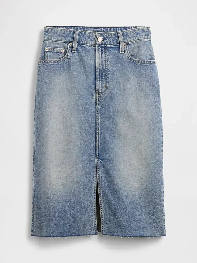Jupe crayon midi en denim taille haute