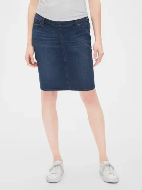 Jupe de maternité en denim à panneau intégral