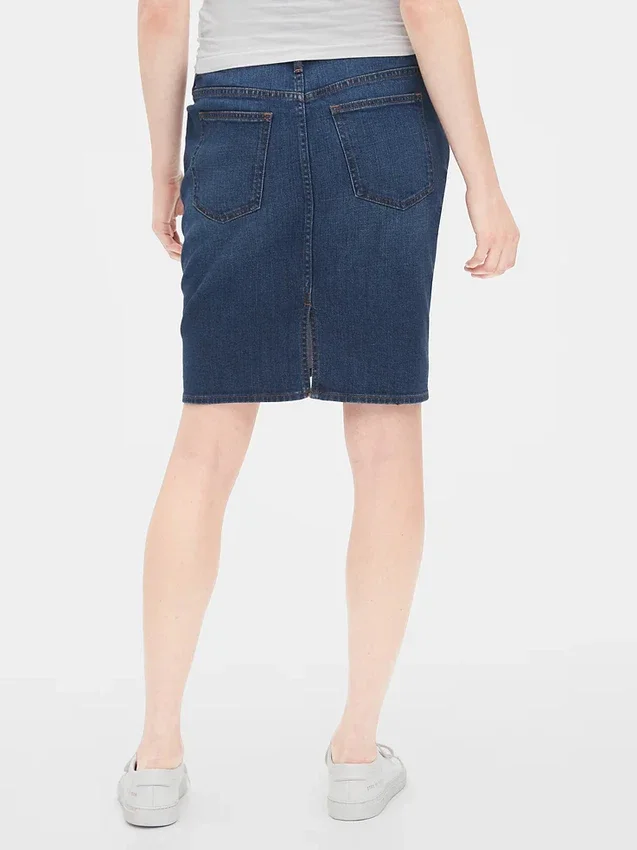 Jupe de maternité en denim à panneau intégral