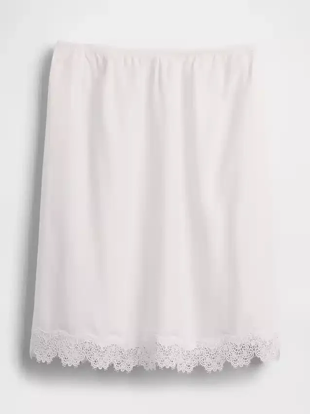 Jupe en mélange de lin avec bordure en dentelle