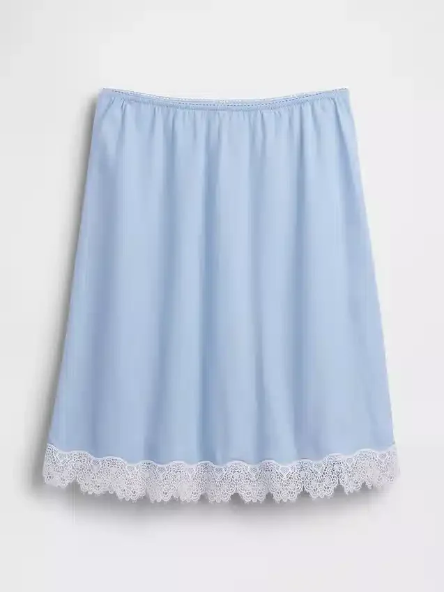 Jupe en mélange de lin avec bordure en dentelle