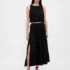 Jupe longue en gaze de coton à taille smockée