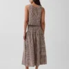 Jupe longue en gaze de coton à taille smockée