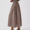 Jupe longue en gaze de coton à taille smockée