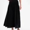 Jupe longue en gaze de coton à taille smockée