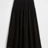 Jupe longue en gaze de coton à taille smockée