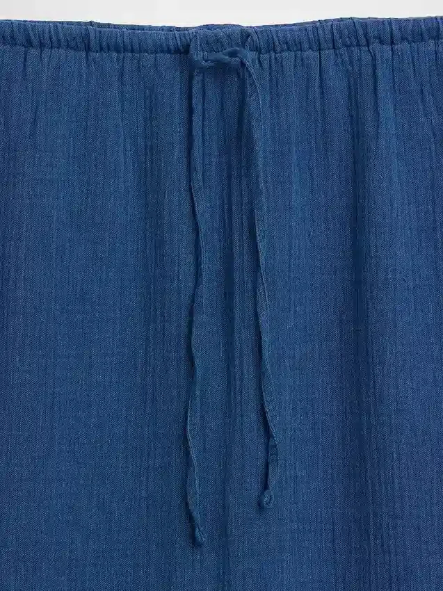 Jupe longue facile à enfiler à volants en denim de gaze de coton