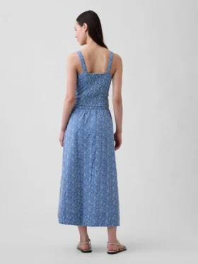 Jupe longue à œillets à taille haute