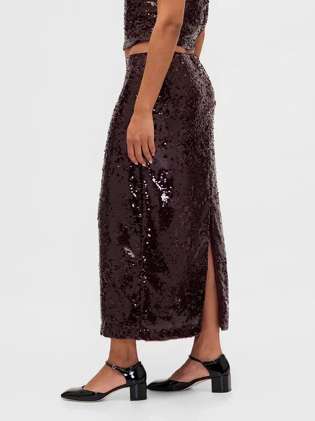 Jupe longue à paillettes