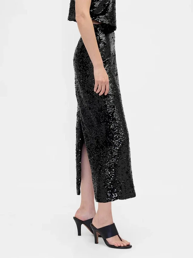 Jupe longue à paillettes