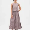 Jupe longue taille basse en popeline