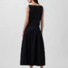 Jupe longue taille basse en popeline