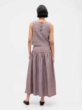 Jupe longue taille basse en popeline