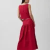 Jupe longue taille basse en popeline