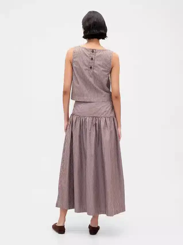 Jupe longue taille basse en popeline