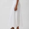 Jupe longue taille basse en popeline