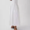 Jupe longue taille basse en popeline