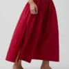 Jupe longue taille basse en popeline