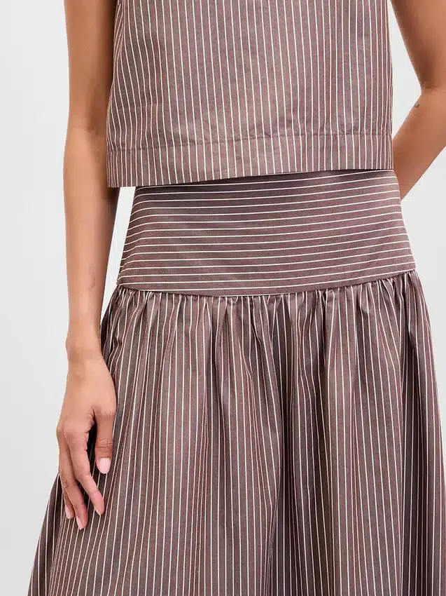 Jupe longue taille basse en popeline