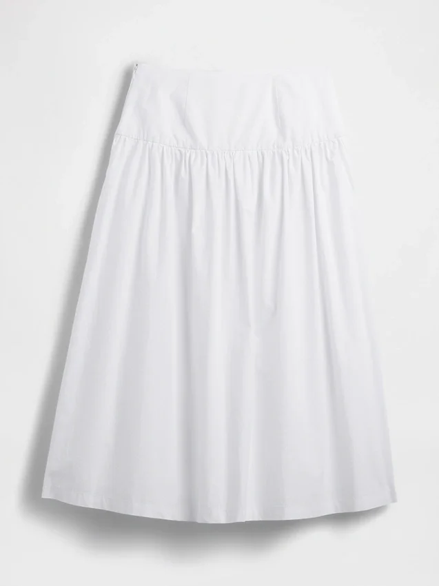 Jupe longue taille basse en popeline