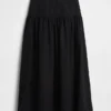 Jupe longue taille basse en popeline
