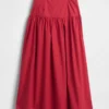 Jupe longue taille basse en popeline