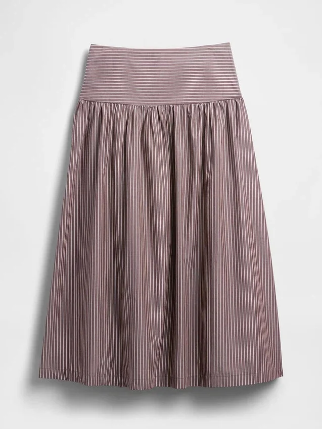 Jupe longue taille basse en popeline