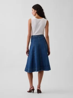 Jupe midi en denim coupe tulipe