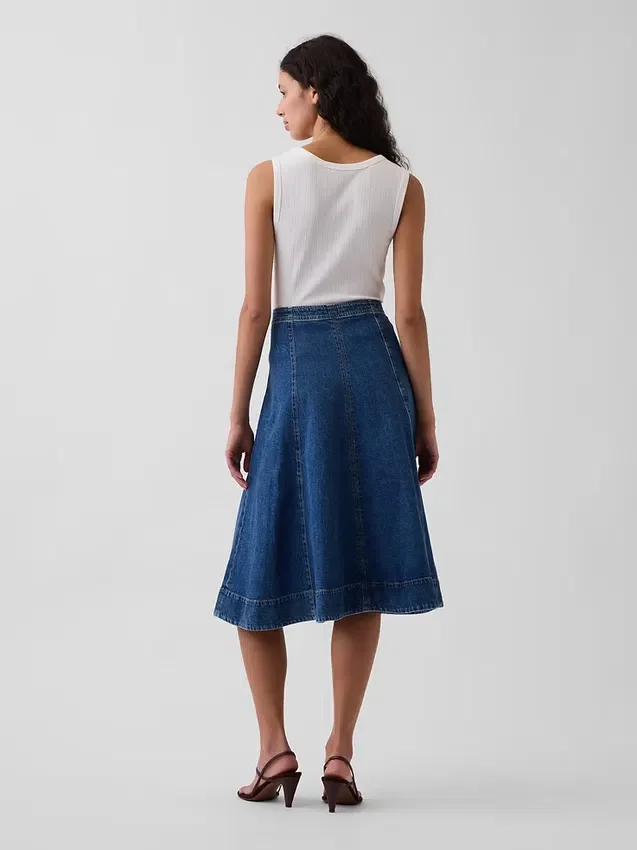 Jupe midi en denim coupe tulipe