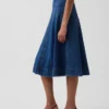 Jupe midi en denim coupe tulipe