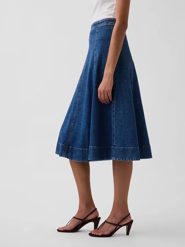 Jupe midi en denim coupe tulipe