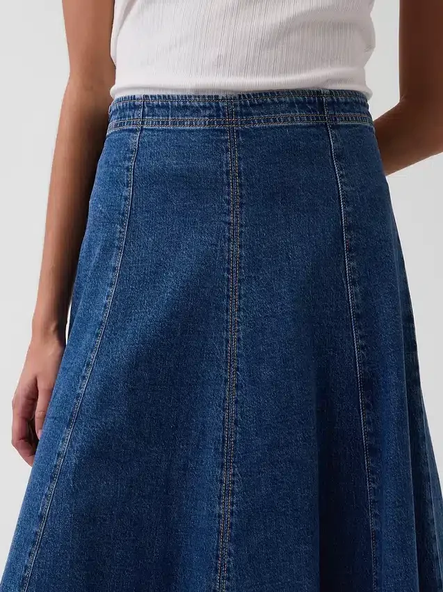 Jupe midi en denim coupe tulipe