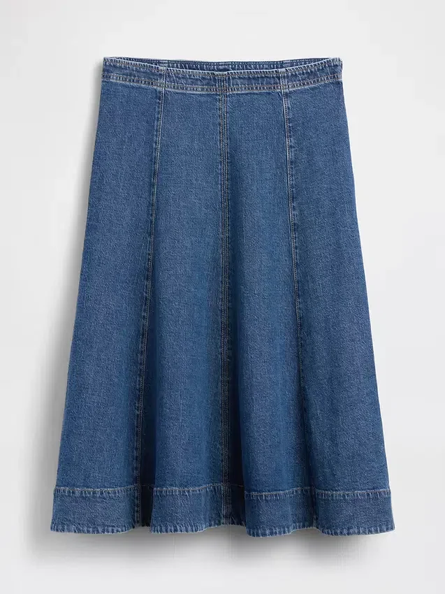 Jupe midi en denim coupe tulipe