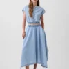 Jupe midi en denim à ourlet en pointe