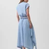 Jupe midi en denim à ourlet en pointe