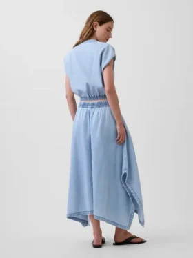 Jupe midi en denim à ourlet en pointe