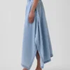 Jupe midi en denim à ourlet en pointe