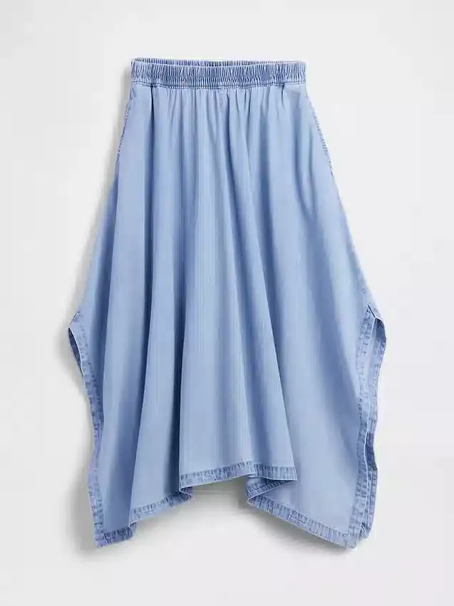 Jupe midi en denim à ourlet en pointe