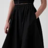 Jupe midi en popeline à ourlet en pointe